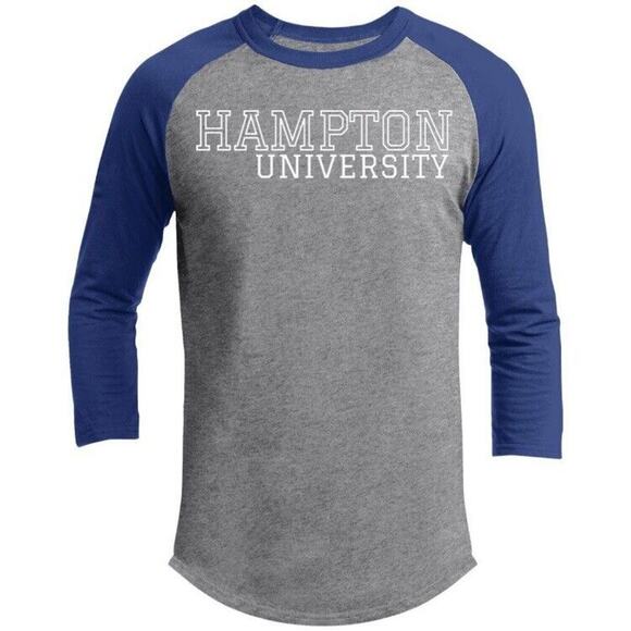 Hampton University Men's 3/4 Sleeve Raglan Shirt, Blue & Gray, size XXL (7) - Picture 1 of 1